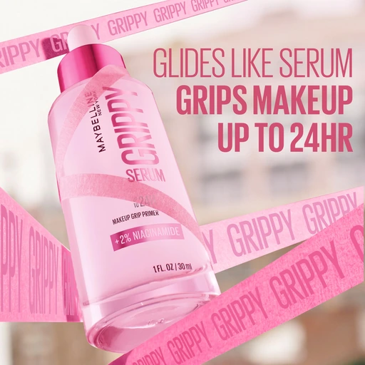 Maybelline Grippy Serum Primer, Hydrating Makeup Primer with 2% Niacinamide for 24H Makeup Wear, Clear - Nan - Image 3