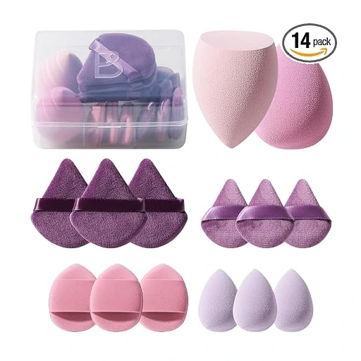 Makeup Sponge Set BS-MALL Triangle Puff 14PCS Non-Latex Beauty Blender Sponges with Travel Case, Soft Makeup Puff for Foundation, Concealer, Cream & Powder, Face & Eye Blending for Sensitive Skin - Image 4