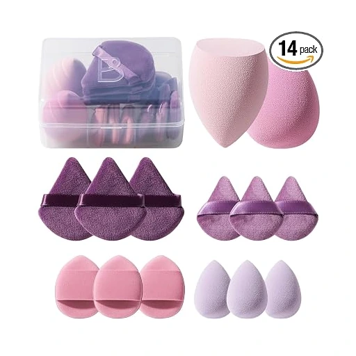 Makeup Sponge Set BS-MALL Triangle Puff 14PCS Non-Latex Beauty Blender Sponges with Travel Case, Soft Makeup Puff for Foundation, Concealer, Cream & Powder, Face & Eye Blending for Sensitive Skin - Image 5