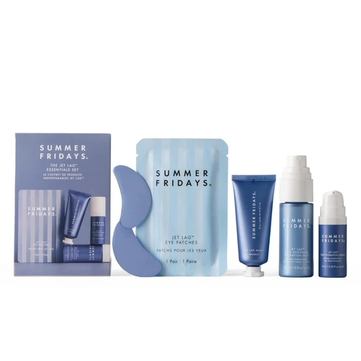 Summer Fridays Jet Lag Essentials - Mini Hydrating Skin Care Set With Jet Lag Mask, Eye Patches, Deep Hydration Face Serum & Hydration Mist - Travel Size Skincare Kit & Gift Set (4 Count)