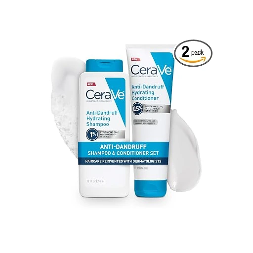 CeraVe Hydrating Anti Dandruff Shampoo and Conditioner Set, Pyrithione Zinc Dandruff Treatment With Ceramides, Hyaluronic Acid & Niacinamide, Helps Elimanate Flakes & Reduce Itchy Scalp - Image 3