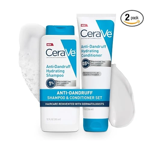 CeraVe Hydrating Anti Dandruff Shampoo and Conditioner Set, Pyrithione Zinc Dandruff Treatment With Ceramides, Hyaluronic Acid & Niacinamide, Helps Elimanate Flakes & Reduce Itchy Scalp - Image 4