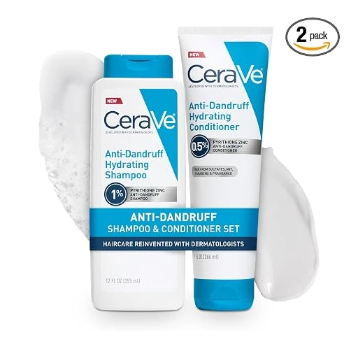 CeraVe Hydrating Anti Dandruff Shampoo and Conditioner Set, Pyrithione Zinc Dandruff Treatment With Ceramides, Hyaluronic Acid & Niacinamide, Helps Elimanate Flakes & Reduce Itchy Scalp - Image 5