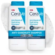 CeraVe Hydrating Anti Dandruff Shampoo, 1% Pyrithione Zinc Dandruff Treatment With Ceramides, Niacinamide, Hyaluronic Acid, Eliminate Flake,Provides Itchy Scalp Relief, Sulfate-Free, 12 Oz (Pack of 2)