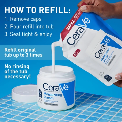 CeraVe Moisturizing Cream, Face & Body Moisturizer, Dry Skin, 16oz Refill - Image 3