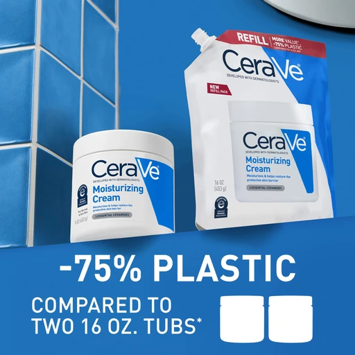 CeraVe Moisturizing Cream, Face & Body Moisturizer, Dry Skin, 16oz Refill - Image 4