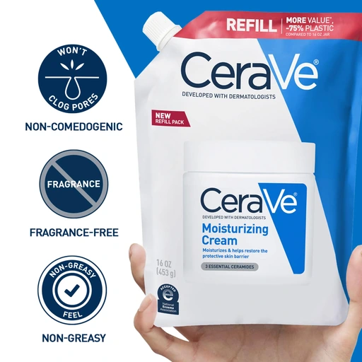 CeraVe Moisturizing Cream, Face & Body Moisturizer, Dry Skin, 16oz Refill - Image 5