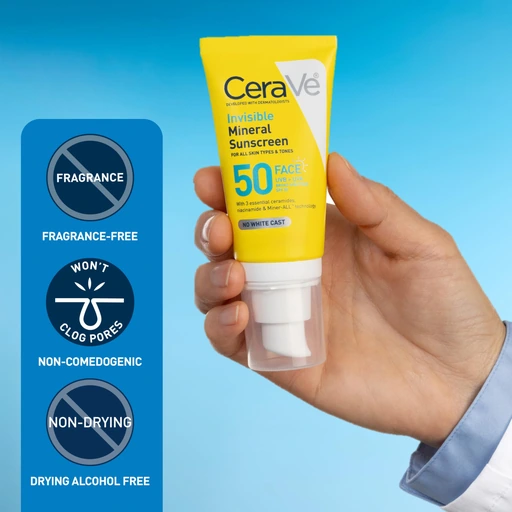 CeraVe Invisible Mineral Sunscreen SPF 50, Face Sunscreen, 1.62oz - Image 4