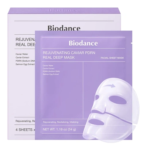BIODANCE Rejuvenating Caviar PDRN Real Deep Overnight Hydrogel Face Mask - Skin Firming, Radiance, Recovery - Korean Skincare (4 Masks) - Nan