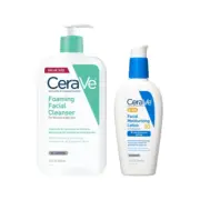 CeraVe Foaming Facial Cleanser, Daily Face Wash, 19oz AM Facial Moisturizing Lotion SPF 50, Face Moisturizer with SPF, 3 Oz Bundle with Hyaluronic Acid, Niacinamide & Ceramides