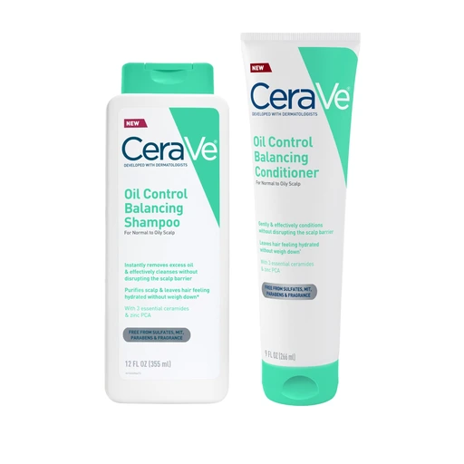 CeraVe Oil Control Balancing Shampoo,12 oz + Oil Control Balancing Conditioner, 9 oz Bundle