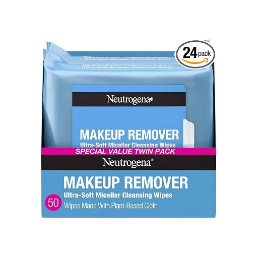 Neutrogena Makeup Remover Micellar Wipes for Face Daily Gently Removes Oil Dirt and Waterproof Makeup in a Simple Fully Plant-Based Cloth, 25 Count (Pack of 24) - Image 3
