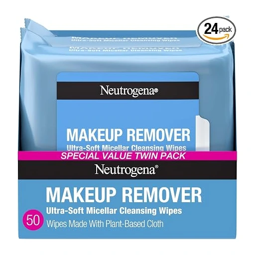 Neutrogena Makeup Remover Micellar Wipes for Face Daily Gently Removes Oil Dirt and Waterproof Makeup in a Simple Fully Plant-Based Cloth, 25 Count (Pack of 24) - Image 4