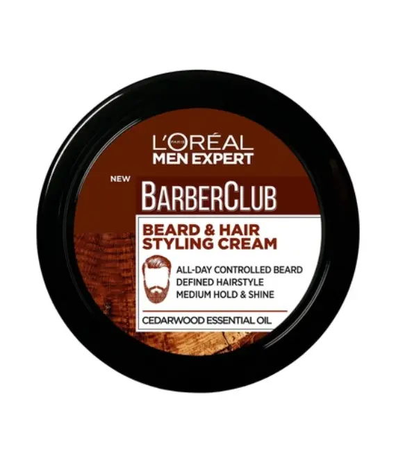 Men Expert Barber Club Beard and Hair Styling Cream with Cedar Wood Essential Oil, 75ml – Nan