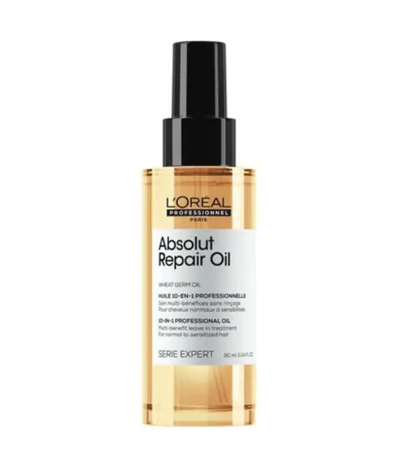 LOral Professionnel, Absolut Repair Hair Oil, Nourishing Hair Oil for Dry and Damaged Hair, Anti-Frizz Hair Oil for Shine & Smoothness, With Wheat Germ Oil, SERIE EXPERT, 90ml