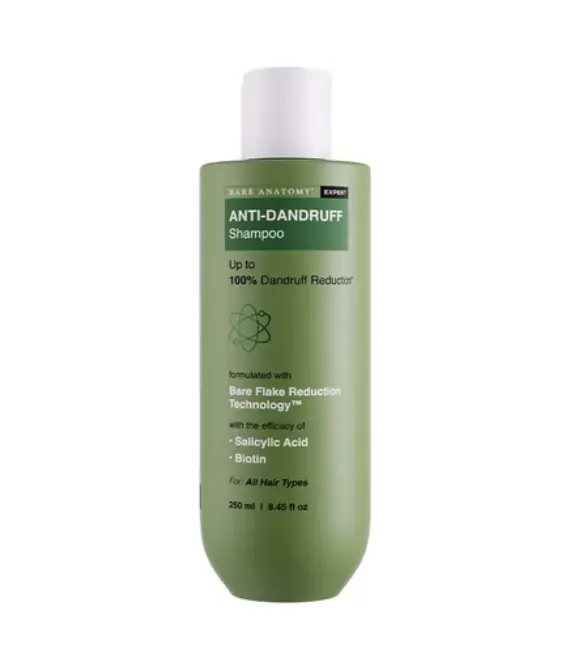 Bare Anatomy Anti-Dandruff Shampoo for Up to 100% Dandruff Reduction – ZPTO-Free, pH 5.3 – Salicylic Acid, Piroctone Olamine & Biotin – Non-Drying Formula – 250 ml – Nan