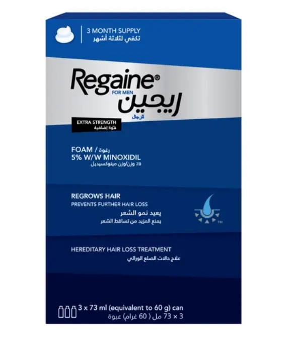 Regaine Men Foam 5% 60g Triple Pack, Advanced Hair Regrowth Treatment for Men, Minoxidil Foam for Thinning Hair, Easy to Apply, Clinically Proven Formula, 3 Month Supply