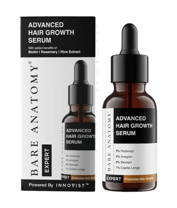Bare Anatomy Advanced Hair Growth Serum with Redensyl, Anagain, Baicapil & Rice Extract for Women & Men – Nan
